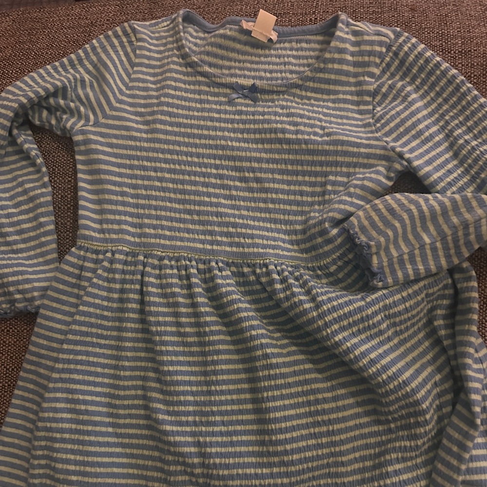 *NEW!* J.‎ Crew Crewcuts Blue & Green Striped Long Sleeve Dress - size XS - Picture 2 of 4